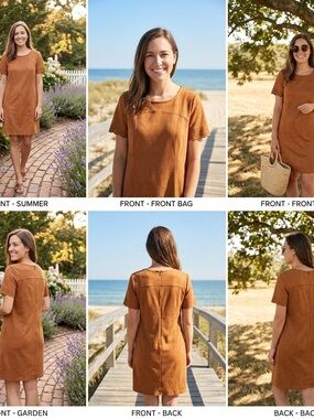 Boho faux  suede signature collection laser  cut dress/large/warm brown